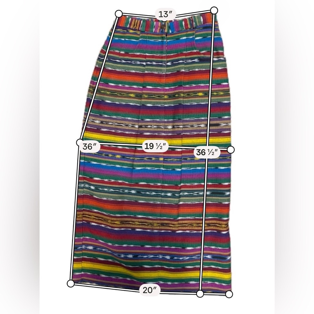 Vtg Central Falls Serape Striped Midi Skirt Boho Southwestern Cowgirl Size 8 - Picture 14 of 14